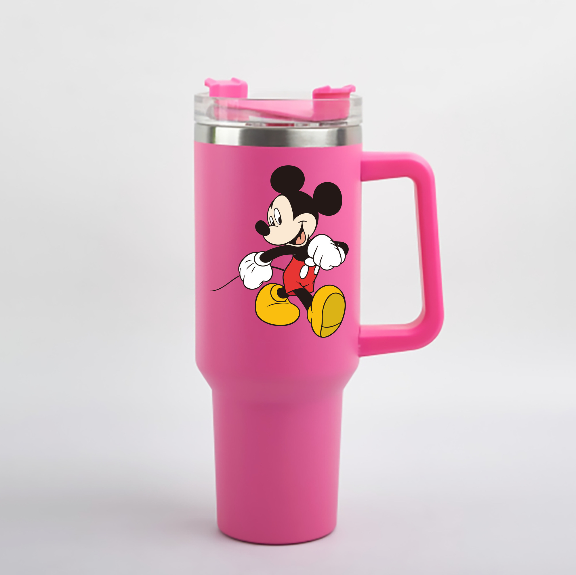 （画像用） ミッキーマウス Mickey Mouse 1200mL車用タンブラー - クリスタルステッカー（プラスチックストロー付き）